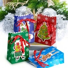 12 件圣诞礼品袋，圣诞糖果袋，节日糖果袋，用于送礼，圣诞零食糕点纸杯蛋糕饼干布朗尼甜甜圈圣诞派对礼品袋，散装，万圣节，万圣节装饰 - 彩色 - 查看 7