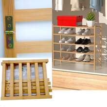 Multi-Tiers Natural Bamboo Shoe Rack,Home Storage & Organization, Strong Sturdy Shoe Boot Organizers Storage Shelf, Fit For Dorm, Entryway, Hallway, Bedroom, Living Room