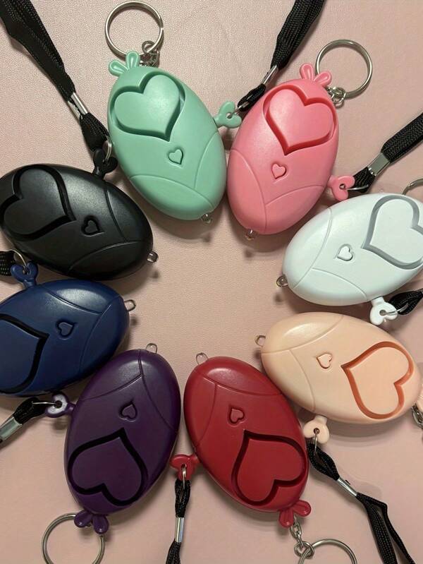 Novo Alarme Pessoal Portátil em Formato de Coração - Ideal para Mulheres e Idosos, Chaveiro Portátil. Chaveiro de Autoproteção com Alarme e Luz LED para Mulheres, Dispositivos de Segurança de Emergência para Idosos