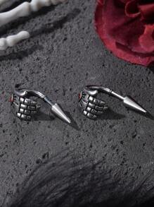 1 件时尚不锈钢朋克龙耳环，男女通用嘻哈街头风格龙蛇骷髅耳钉，适合日常佩戴、派对、音乐节、约会