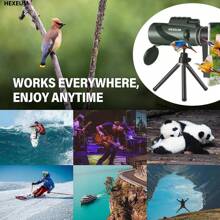 80x100 HD Monocular For Adults High Powered With Smartphone Adapter & Tripod, Monocular-Telescope With BAK4 Prism For Bird Watching, Hunting, Hiking, Outdoor Camping, Travel, Wildlife - 綠色 - 查看 6