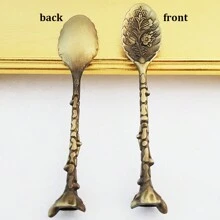 1 pezzo/Set da 3 pezzi Elegante set di cucchiai in metallo, Cucchiaini in stile barocco vintage per caffè, dessert, cucchiaini piccoli, mescolatori decorati, adatti per uso domestico, ristorante, caffetteria, hotel, accessori per la tavola, regalo di Natale