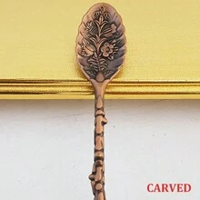 1 pezzo/Set da 3 pezzi Elegante set di cucchiai in metallo, Cucchiaini in stile barocco vintage per caffè, dessert, cucchiaini piccoli, mescolatori decorati, adatti per uso domestico, ristorante, caffetteria, hotel, accessori per la tavola, regalo di Natale