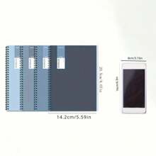 4本/套渐变蓝色A5螺旋装订笔记本 - 时尚日记套装，色彩惊艳，320页耐用纸张，方便记笔记、素描和创意表达，适用于数学和办公用途。 - 彩色 - 查看 13