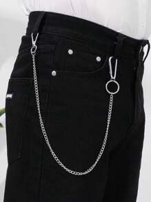 1pc Black Cross Shaped Fashionable Men Trouser Chain Street - Black - View 3