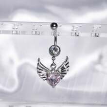 1pc Fashionable Stainless Steel Butterfly Navel Ring With Rhinestones, Personalized Women/Girls Belly Button Piercing Accessory - Color - View 19