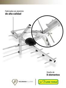 Antena Aérea Televisión Radio 8 Elementos Vhf Uhf Hdtv Full Equipo Para Tv - Gris - Ver 4