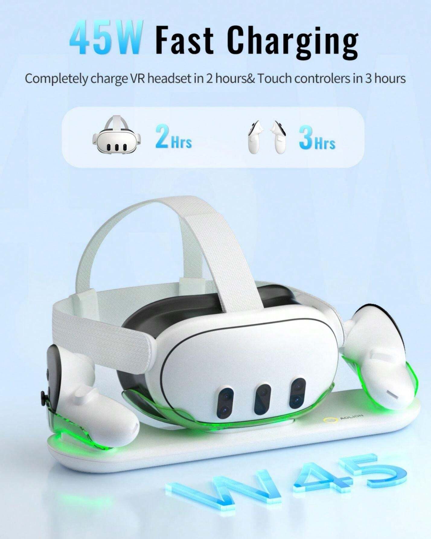 For Meta Quest 3 VR Touch Charging Base With LED Light And 2