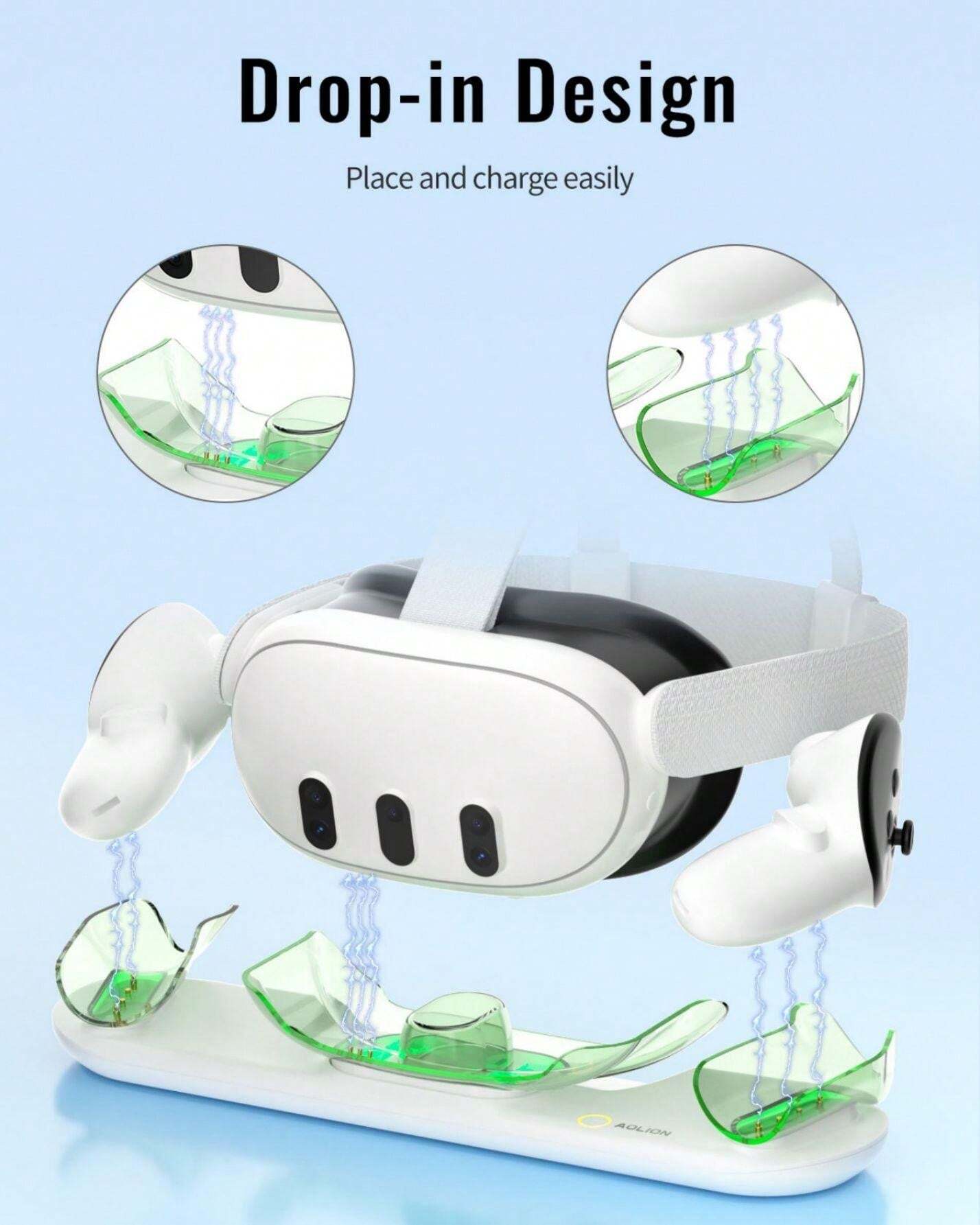 For Meta Quest 3 VR Touch Charging Base With LED Light And 2