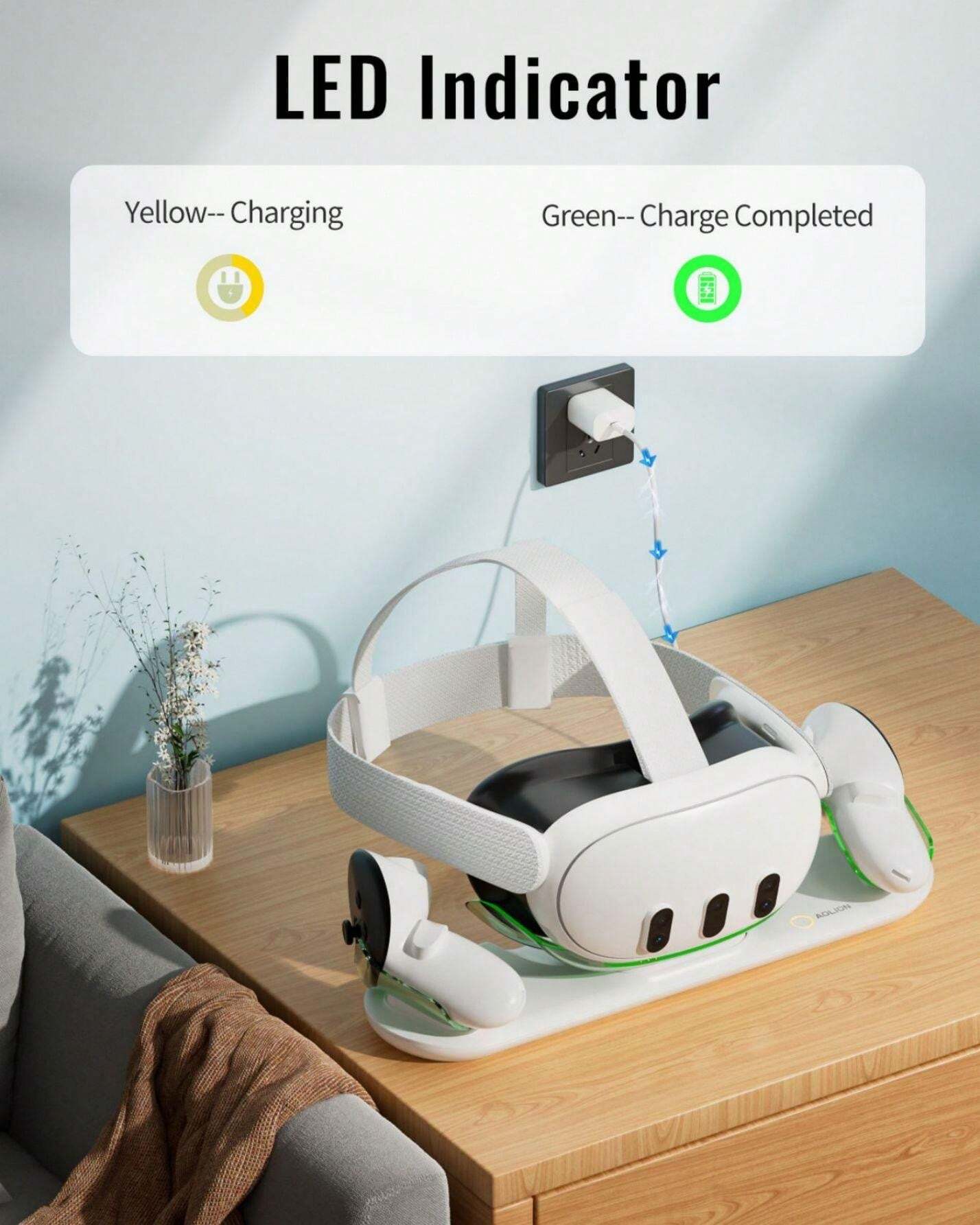 For Meta Quest 3 VR Touch Charging Base With LED Light And 2