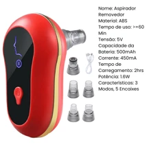3 Modes 5 Adjustable Blackhead Remover Vacuum USB Rechargeable Face Pore Cleaner Vacuum - Red - View 2