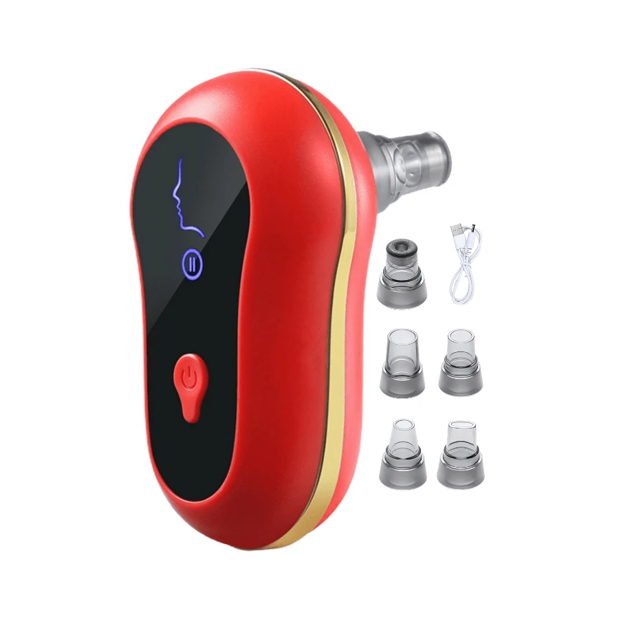 3 Modes 5 Adjustable Blackhead Remover Vacuum USB Rechargeable Face Pore Cleaner Vacuum - Red - View 1