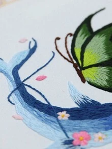 1 套莊周蝴蝶夢刺繡壁掛/桌布裝飾 Diy 刺繡材料包,帶繡圈、穿線器和顏色隨機纏繞板 - 彩色 - 查看 6
