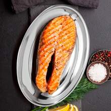 Kit 2 Trays Stainless Steel Oval Shallow Large 44 X 30 Cm - 銀色 - 查看 5