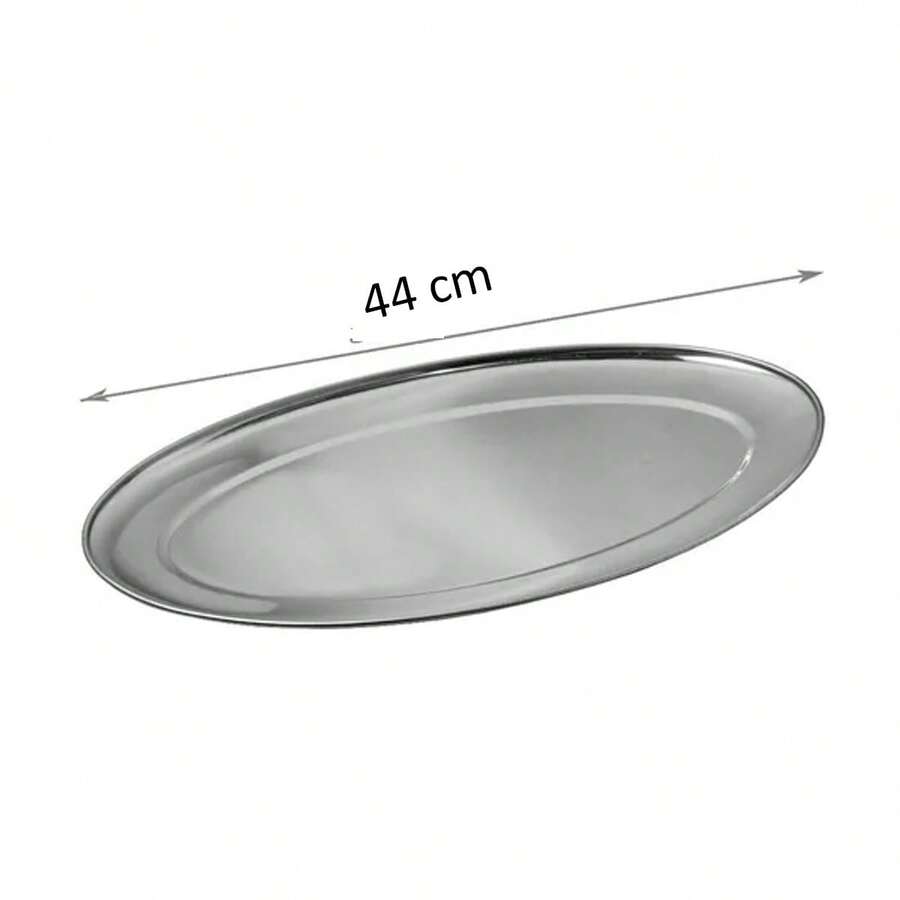 Kit 2 Trays Stainless Steel Oval Shallow Large 44 X 30 Cm - 銀色 - 查看 1