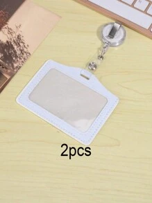 1pc Solid Color Card Cover With Card Buckle, Simple Portable Card Holder For Office, School, Student - Hot Pink - View 3