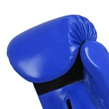 GINGPAI 1双成人蓝色拳击手套，男女青少年拳击手套，专业格斗、泰拳、MMA训练耐用搏击手套 - 藍色 - 查看 6