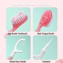 12pcs Disposable Portable Pop-Up Toothbrush, Multi-Use Cleaning Brush For Home & Travel, Refreshing Breath, Random Colors - Multicolor - View 6