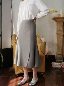 Autumn/Winter New Fish Tail Skirt - Grey - View 1