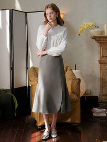 Autumn/Winter New Fish Tail Skirt - Grey - View 2