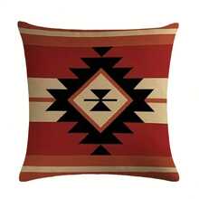 1 pièce Taie d'oreiller à motif géométrique imprimé double face, housse de coussin de cour extérieure rétro pour canapé lit sofa décoration de la maison, sans rembourrage - Multicolore - Voir 17