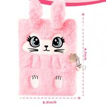 Nhật ký thỏ bông quyến rũ có khóa cho bé gái, Bộ sổ tay bí mật bằng vải nhung có dán ngẫu nhiên, Quà tặng cho Giáng sinh, sinh nhật và mùa học, Nhật ký bí mật viết và vẽ, Đồ dùng học tập - Hồng - Xem 2