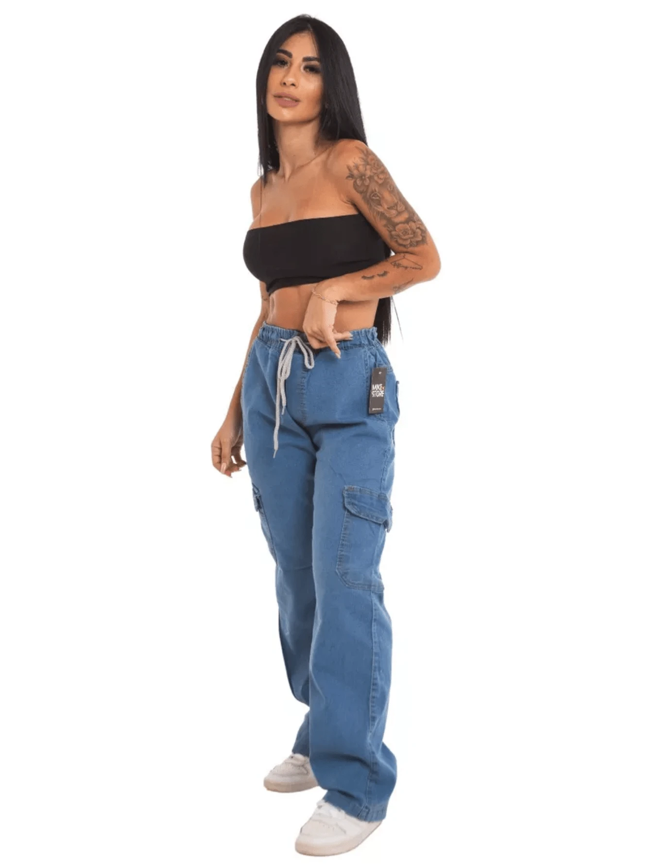 Wide Cargo Pants With Side Pocket Women's Fashion Street Sk8 Urban Comfortable - Rửa nhẹ - Xem 1