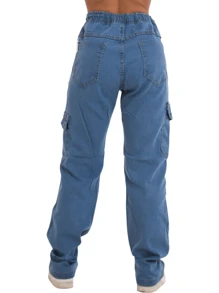 Wide Cargo Pants With Side Pocket Women's Fashion Street Sk8 Urban Comfortable - Rửa nhẹ - Xem 5