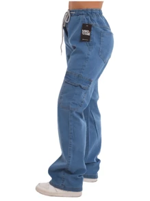 Wide Cargo Pants With Side Pocket Women's Fashion Street Sk8 Urban Comfortable - Rửa nhẹ - Xem 4