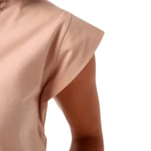 Basic Muscle Tee Blouse - 米色 - 查看 2