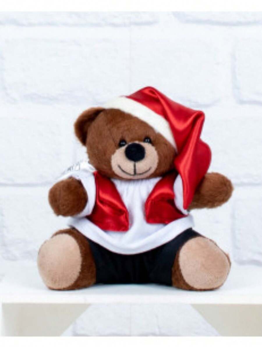 Santa Claus Plush Bear With Vest 12 Cm - Christmas Decoration - Màu nâu sang trọng - Xem 1
