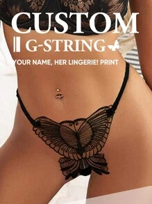 1 pieza de G-strings personalizadas, pantys con tirantes de encaje personalizados, ropa interior sexy personalizada, tanga con nombre personalizado, tanga con nombre personalizado, pantys de encaje sin costuras personalizados, ropa interior de encaje personalizada, regalo de aniversario, regalo de San Valentín, regalo de cumpleaños, regalo de boda, regalo para ella/novia/esposa/amiga