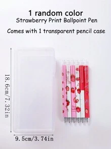 1/4/6 支可爱甜美草莓圆珠笔带笔盒，随机搭配 - 彩色 - 查看 10
