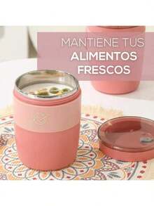 Lonchera Vaso Taza Térmica Fiambrera Acero Inoxidable 450ml Contenedor de Aislamiento - Verde - Ver 5