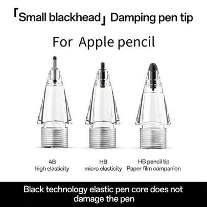 黑色笔尖阻尼笔尖兼容 Apple Pencil，全新哑光纸质屏幕保护膜，安静防滑，适合送给母亲、家人、朋友、生日、节日的礼物，笔配件