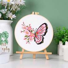 1 套莊周蝴蝶夢刺繡壁掛/桌布裝飾 Diy 刺繡材料包,帶繡圈、穿線器和顏色隨機纏繞板 - 彩色 - 查看 12