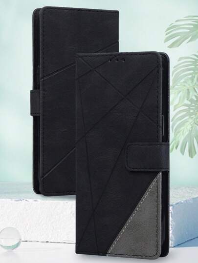 GLANDOTU Triangular Patchwork Pattern PU Leather Mobile Phone Case With Wallet-Style Folding Base Magnetic Closure Design Suitable For Multiple Mobile Phone Brands And Models Waterproof Shockproof Anti-Fall Scratch Resistant Full Cover,International Version, Not The Domestic Version