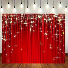 1 pièce Fond de photographie Venus rouge étincelante, fond de drapeau Venus rouge, fond de Noël rouge, décoration murale pour mariage, anniversaire, fête de Noël