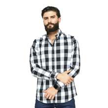 CAMISA CASUAL HOMBRE CUADROS NEGRO - Blanco - Ver 2