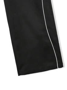 男士拼接色块休闲裤，秋季 - 黑色 - 查看 6