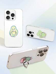 Soporte anular adhesivo para teléfono con diseño de planta de dibujos animados de cactus y aguacate - multicolor - Ver 6