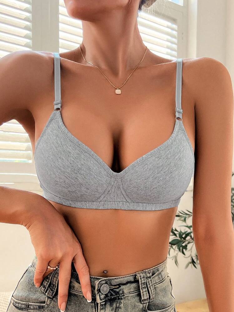 3 piezas Ropa interior cómoda de mujer, sujetador inalámbrico suave de colores múltiples, lencería - Multicolor - Añade 4