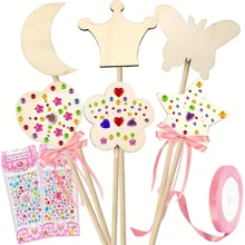 6pcs DIY Magic Wand Craft Kit - Wooden Fairy Princess Wands,Decorate Your Own Wand Set For Party Arts And Crafts,Creative Gift No Electricity Needed (6 Random Wooden Pieces With Stickers),Arts Crafts Kids,Arts & Crafts,Arts And Crafts Kids Set,Crafting For Kids,Craft Set Creative,Art And Craft Kids,Arts And Crafts Kids,Kids Crafts,Crafts For Kids,Arts And Crafts Kids,Kids Crafts,Fairy,Gabby Dollhouse Party,Princess Craft,Kids Creative