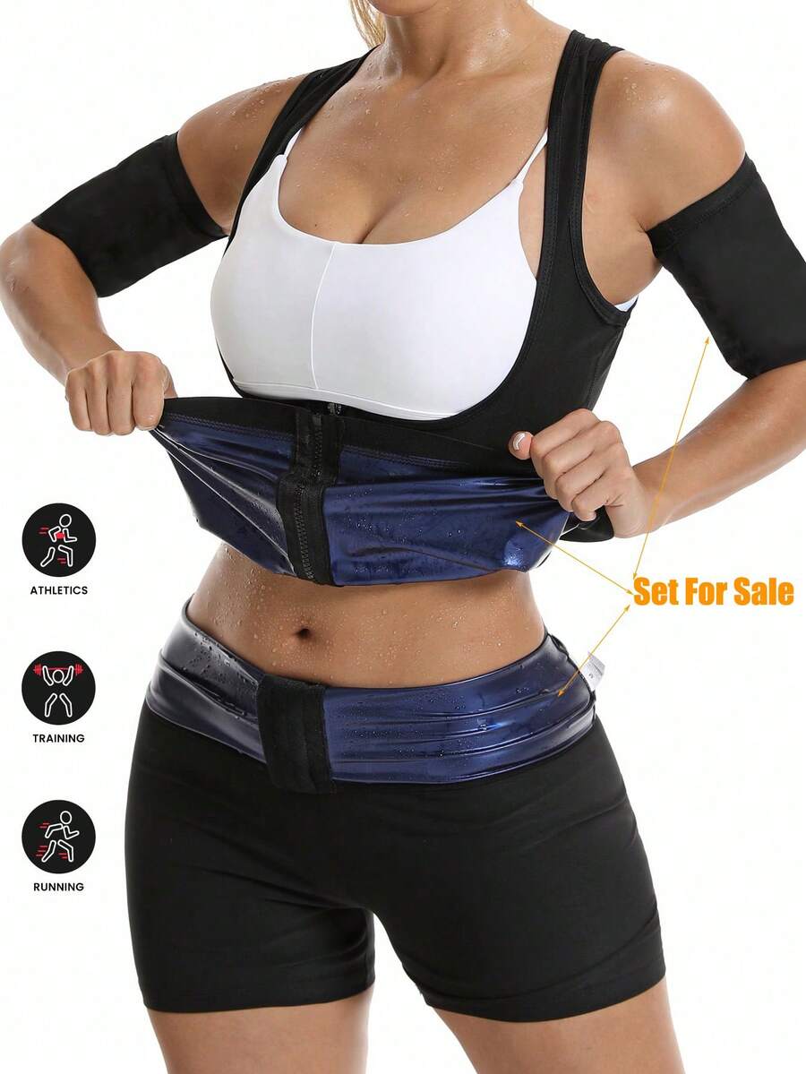 Sports Outdoor 3PCS , 1 Set For ,Arm Trimmer, Sweat Bands, Sauna Sleeves Wraps Lose Arm Fat,Fitness Slimmer Sweat Vest Sauna Sweat Suit Tank Top Shirt Waist Trainer Waist Slimming Weight Loss Pants High Waist Slimming Shorts Compression Workout Exercise Body Shaper Thighs Shapewear Waist Trainer Corset