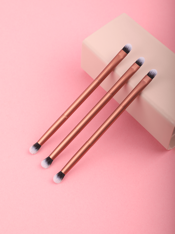 1/2/3/5/10PCS New Arrive Aluminum Tube Double-Ended Makeup Brush Fiber Double-Ended Detail Brush Nose Shadow Brush+ Eyeshadow Brush(Brown)