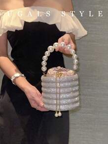 Luxury Women's Bridal Wedding Purse Party Prom Glitter Bling Rhinestone Clutches Handbag Dinner Evening Clutch Bucket Bag