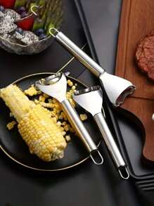 1pc 7in Steel Corn Peeler, Stainless Steel Corn Separator, Corn Peeler, Efficient Corn Peeler, Durable Thresher With Comfortable Ergonomic Handle, Reusable Thresher, Multifunctional Vegetable Peeler, Kitchen Must-Have For Fresh Corn Lovers, Kitchen Gadgets That Can Easily Remove Corn, Household Must-Haves, Creative Kitchen Tools, Space-Saving Design, Corn Peeler, Suitable For Hotels, Restaurants, Bulk Kitchenware And Tableware,