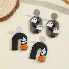 1 Đôi Hợp Thời Trang Halloween Series Polymer Đất Sét Hoạt Hình Ma Bí Ngô Bông Tai Dành Cho Nữ, Bán Buôn - Hình ảnh toàn diện - Xem 2