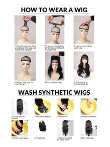Music Festival Body Wavy 13*6 Lace Frontal Wigs Long YaKi Hair 24 Inch High Temperature Synthetic Lace Wig For Women Natural Black Color Cosplay Daily Party Makeup Use Woven's Lace Front Wigs Body Wave Hair