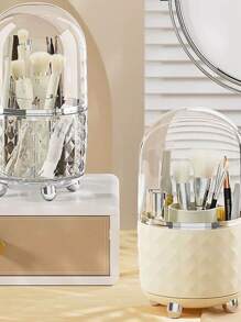 360º Portable Desktop Cosmetic Makeup Brush Holder Organizer Clear Tube Diamond - trong suốt - Xem 1